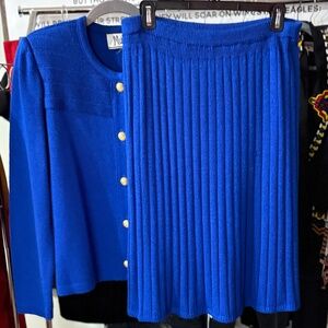 Vintage blue MITA sweater skirt top two piece set